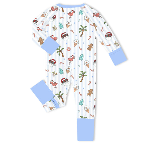 Christmas Tropical Holiday Bamboo Zipper Romper Pajamas