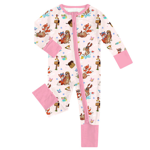 FancyPrince Fox Hound Playing Baby Bamboo Zipper Romper Pajamas