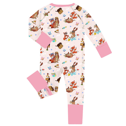 FancyPrince Fox Hound Playing Baby Bamboo Zipper Romper Pajamas