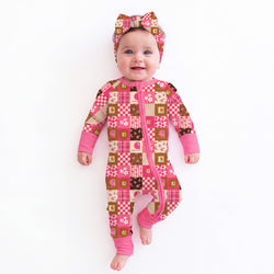 Sweet Utility Blossom Bamboo Zipper Romper Pajamas