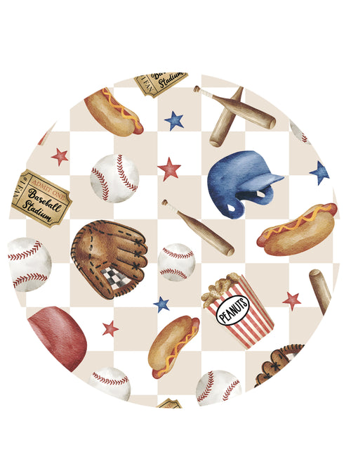 Khaki Plaid Baseball Snack Adventure Bamboo Zipper Romper Pajamas