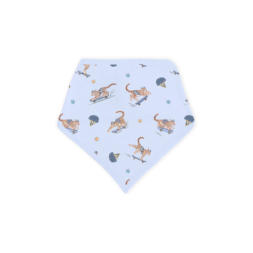 Skateboarding Leopard Blue Bamboo Baby Bib