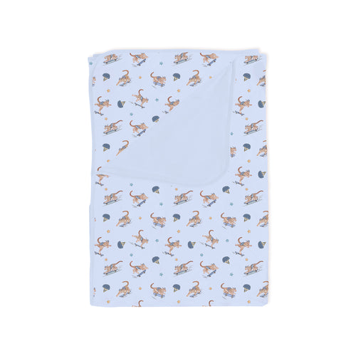 Skateboarding Leopard Blue Bamboo Blanket
