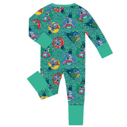 Christmas Playful Blue Buddy Baubles Kids Bamboo Two-Piece Pajama Set