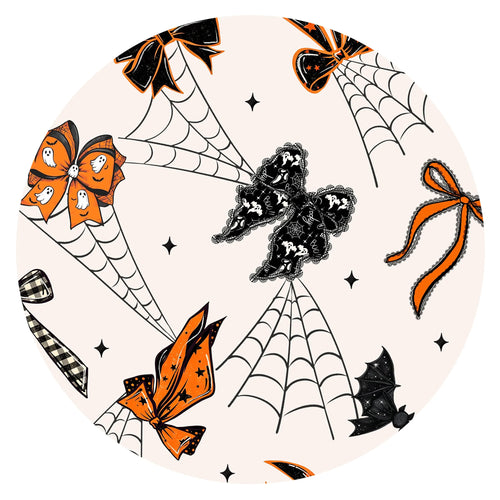 Halloween Spider Web Bow Bamboo Zipper Romper Pajamas