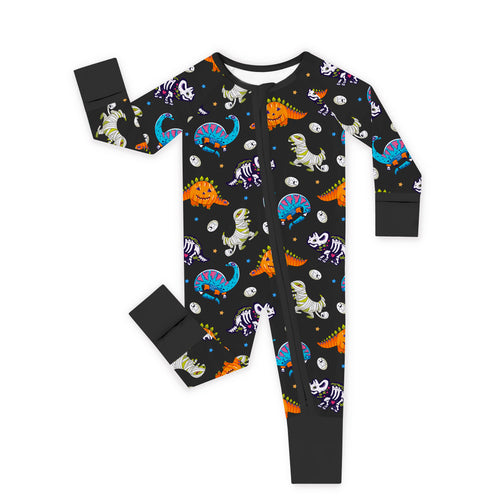 Halloween Spooky Dino Bamboo Zipper Romper Pajamas