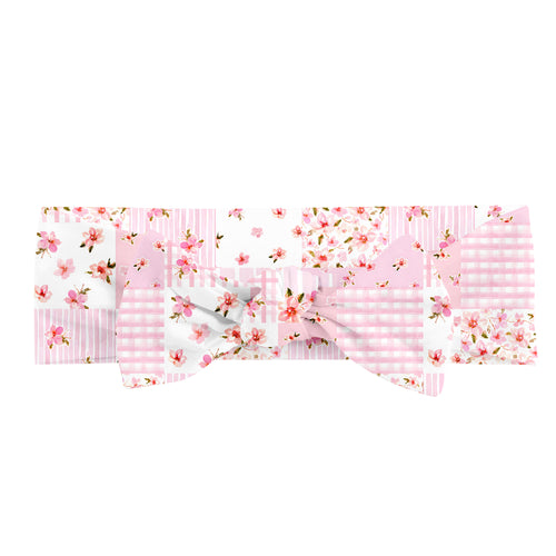 Valentine Floral Quilt Bamboo Headband Bow