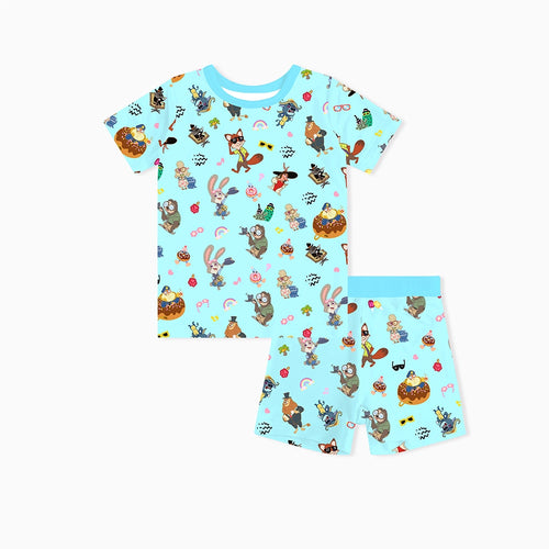 Crazy Zoo Mom&Me Blue Bamboo Family Short Matching Pajamas