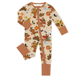 Halloween Mystery Great Dane Dog Pumpkin Baby Bamboo Zipper Romper Pajama