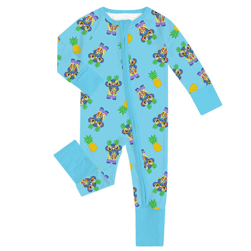 Pineapple Monster Baby Bamboo Zipper Romper Pajamas