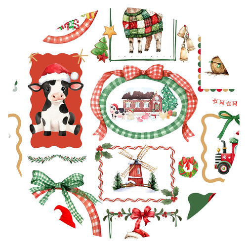 Christmas Farm Animals Bamboo Zipper Romper Pajamas