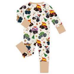 Christmas Animal Car Gifts Baby Bamboo Zipper Romper Pajamas