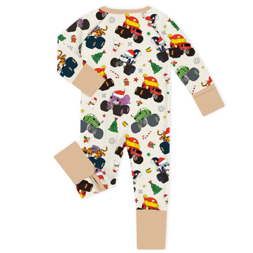 Christmas Animal Car Gifts Baby Bamboo Zipper Romper Pajamas