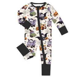 Halloween Car Baby Bamboo Zipper Romper Pajamas