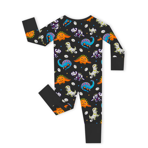 Halloween Spooky Dino Bamboo Zipper Romper Pajamas