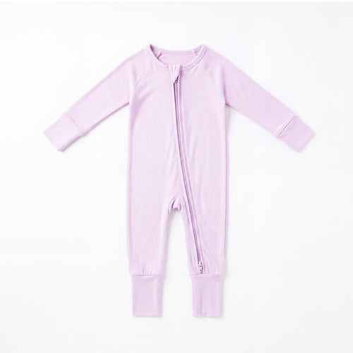 Soft Pink Solid Bamboo Zipper Romper Pajamas