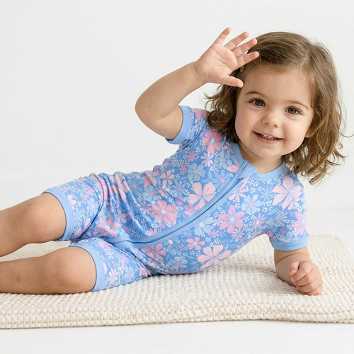 Spring Petal Party Short Bamboo Zippy Baby Romper