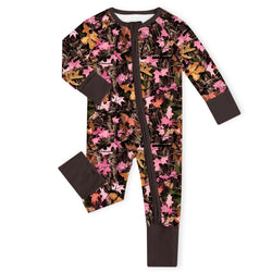 Pink Timber Camo Brown Bamboo Zipper Romper Pajamas