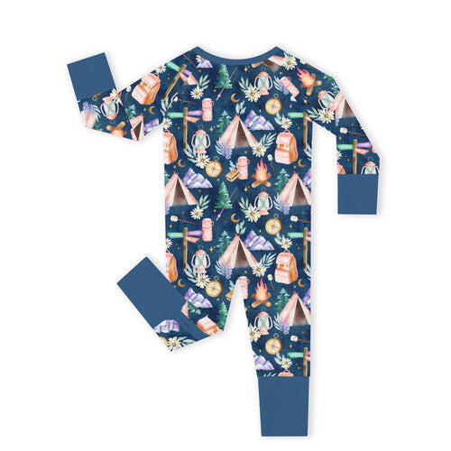 Nature Camping Night Bamboo Zipper Romper Pajamas