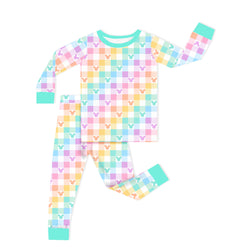 Pastel Magic Check Kids Bamboo Two-Piece Pajama Set
