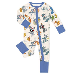 Cat And Mouse Baby Bamboo Zipper Romper Pajamas