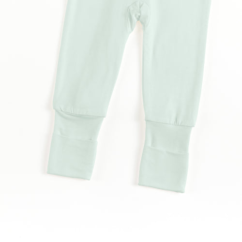 Sage Green Solid Bamboo Zipper Romper Pajamas