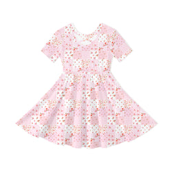 Valentine Floral Quilt Kid Bamboo Long Sleeve Dress