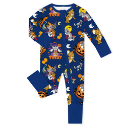 Halloween Cat And Mouse Baby Bamboo Zipper Romper Pajamas