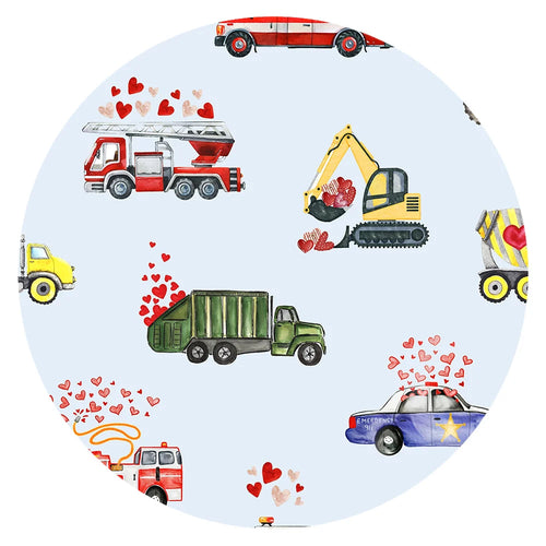 Valentine Hearts on Wheels Bamboo Zipper Romper Pajamas