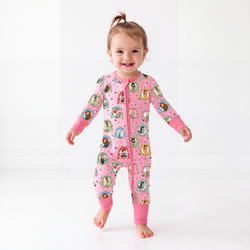 Princess Bow Star Bamboo Zipper Romper Pajamas