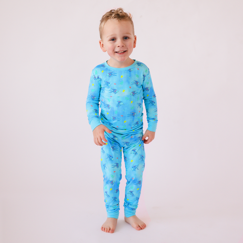 FancyPrince Colorful Fish Kid Bamboo Blue Two-Piece Pajama Set