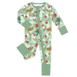 My World Green Baby Bamboo Zipper Romper Pajamas