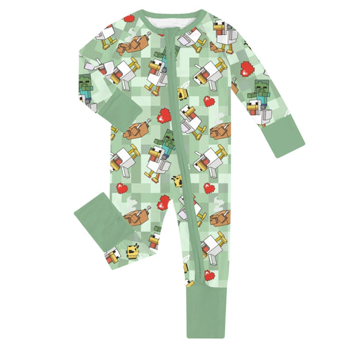 My World Green Baby Bamboo Zipper Romper Pajamas