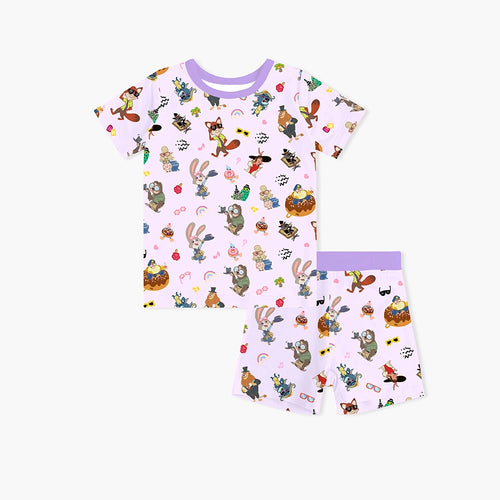 سباق Car Cartoon Kids Bamboo Short Pajama Set