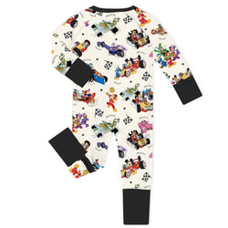 Mouse and Friends Cheerful Truck Ride Game Baby Bamboo Zipper Romper Pajamas
