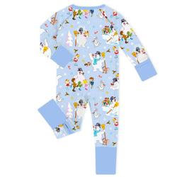 Christmas Woodland Snowman and Friends Baby Bamboo Zipper Romper Pajamas