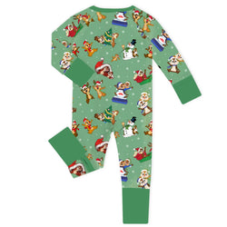 Christmas Snowy Squirrel Buddies Baby Bamboo Zipper Romper Pajamas