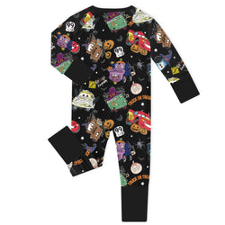 Halloween Car Pumpkin Baby Bamboo Zipper Romper Pajamas