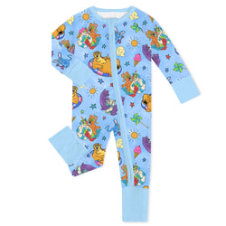 Bear Summer Beach Baby Bamboo Zipper Romper Pajamas