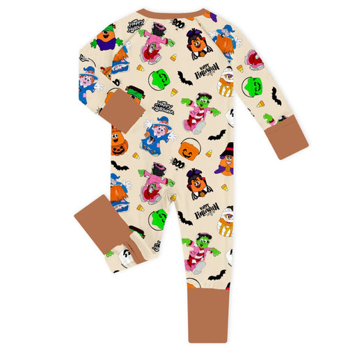 Halloween Colorful Buckets and Fast-food Friends Baby Bamboo Zipper Romper Pajamas