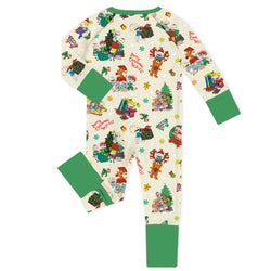 Christmas Naughty Playtime Cheer Baby Bamboo Zipper Romper Pajamas