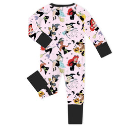 Halloween Princess Pumpkin Bats Baby Bamboo Zipper Romper Pajamas