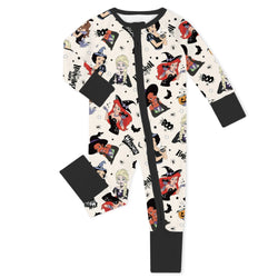 Halloween Princess Pumpkin Spider Baby Bamboo Zipper Romper Pajamas