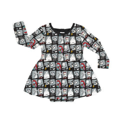 King of Halloween Town Long Sleeve Twirl Dress With Bodysuit