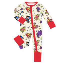 Hamburger Land Skateboard Baby Bamboo Zipper Romper Pajamas