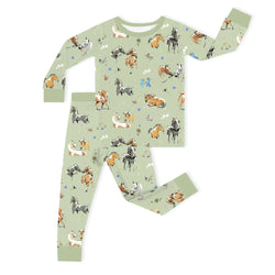 Little Pony Country Dream on Sage Green Kids Bamboo Two-Piece Pajama Set