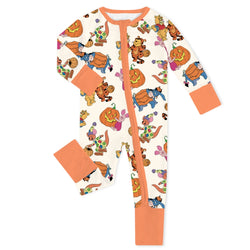 Halloween Bear and Friends Pumpkin Baby Bamboo Zipper Romper Pajamas