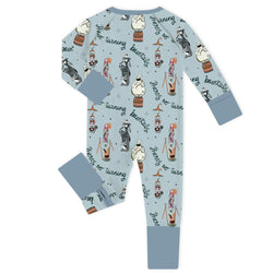 Halloween Starry Night Ghost Friends Baby Bamboo Zipper Romper Pajamas