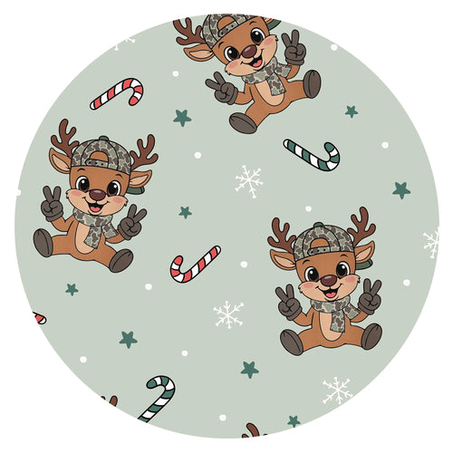 Christmas Reindeer Bamboo Zipper Romper Pajamas