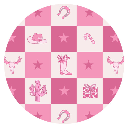 Christmas Cowgirl Checkerboard Bamboo Zipper Romper Pajamas